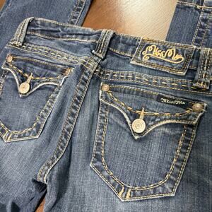 Miss Me Y2K Boot Cut Low Rise Jeans Thick Stitch Flap Pocket Western 27 JP4896KN